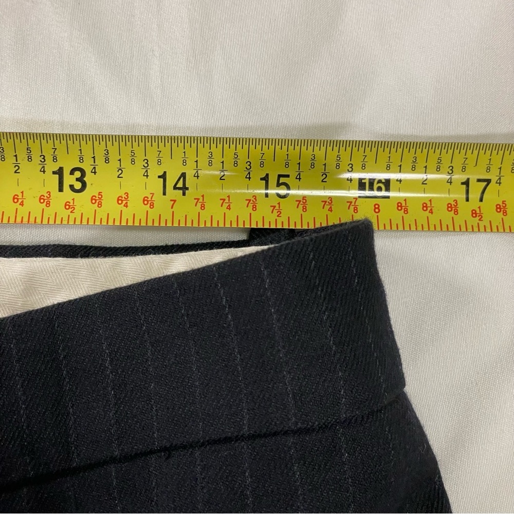 ZARA Navy Pinstripe Dress Pants Women’s Size 32” Flare Trousers Classic Workwear - Picture 4 of 7
